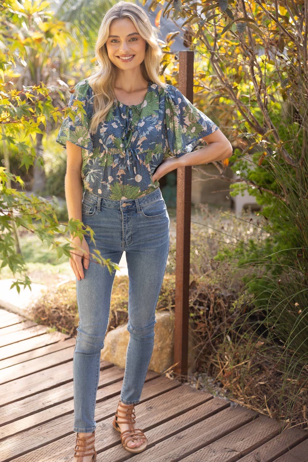 Ribbon Tie Summer Floral Printed Top