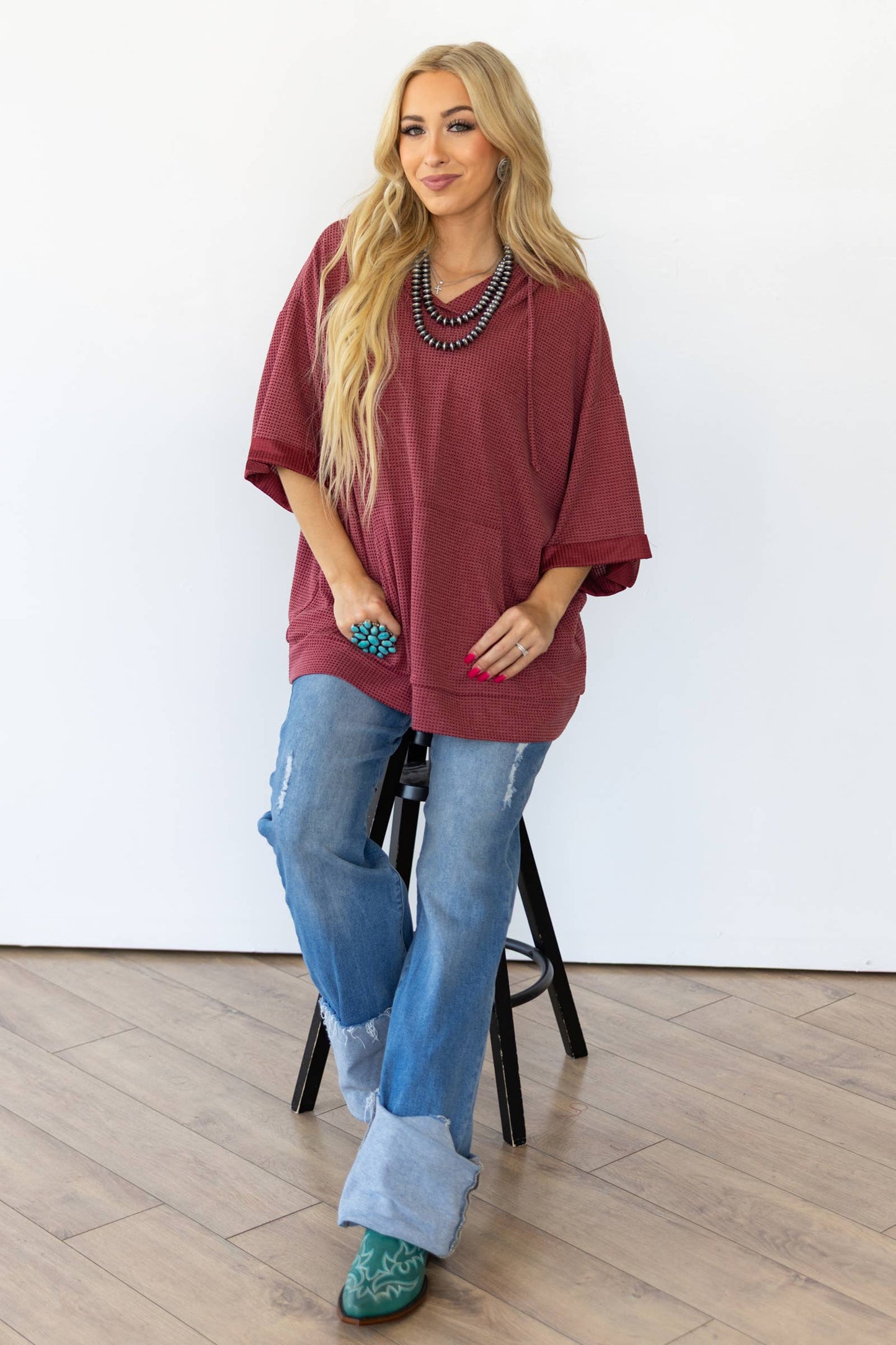 Two Tone Hoodie Top