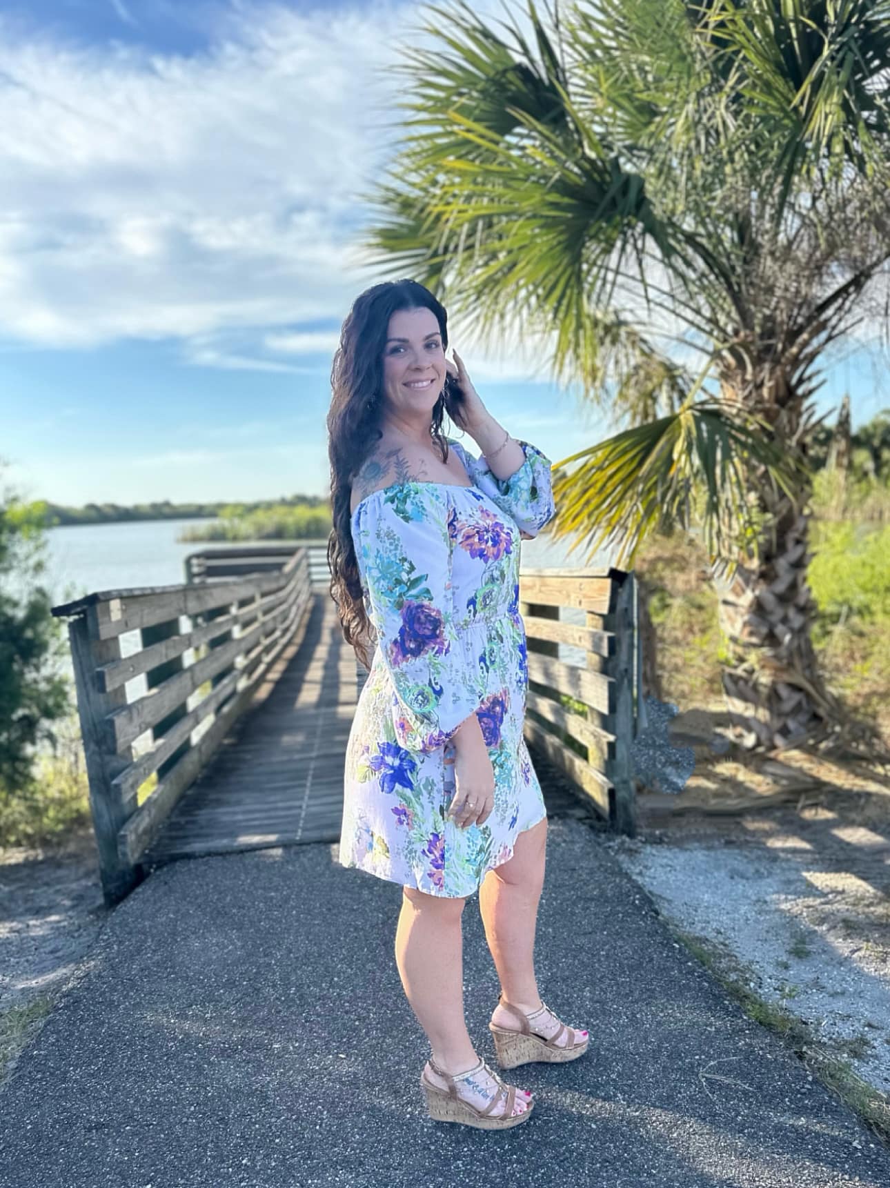 Floral Print Square Neck Dress