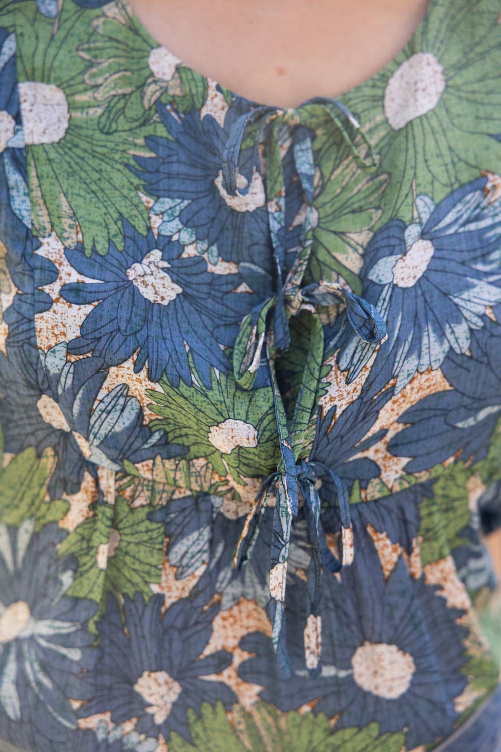 Ribbon Tie Summer Floral Printed Top
