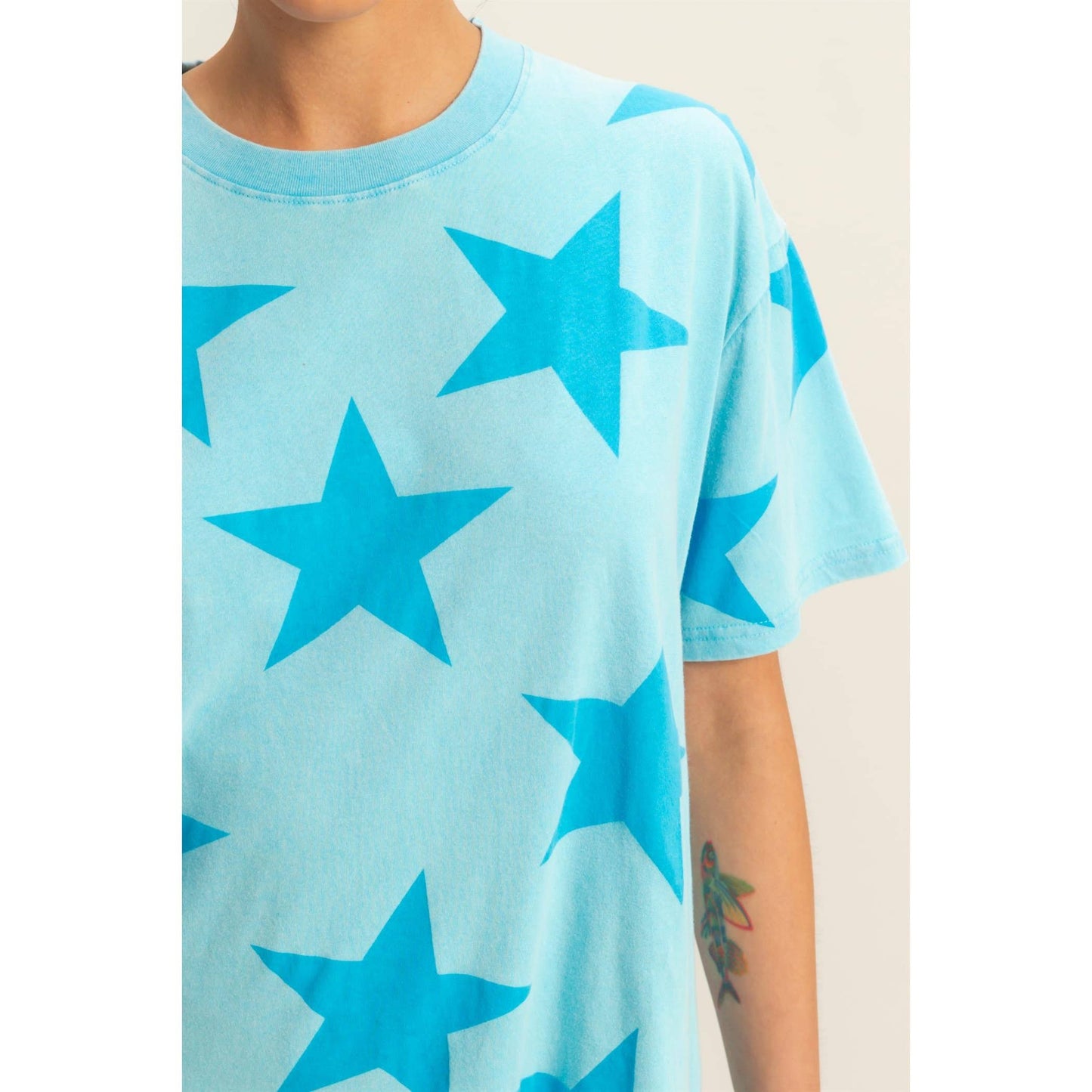 Washed Star Pattern Short Sleeve Tee
