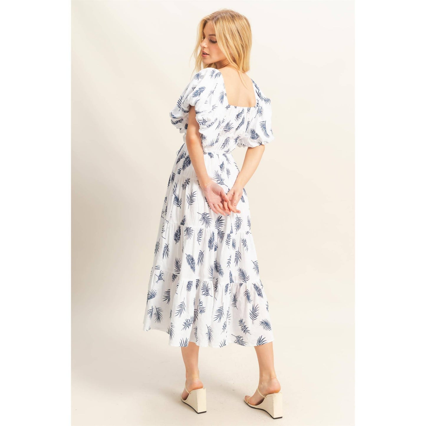 Savannah Puff Sleeve Tiered Midi Dress