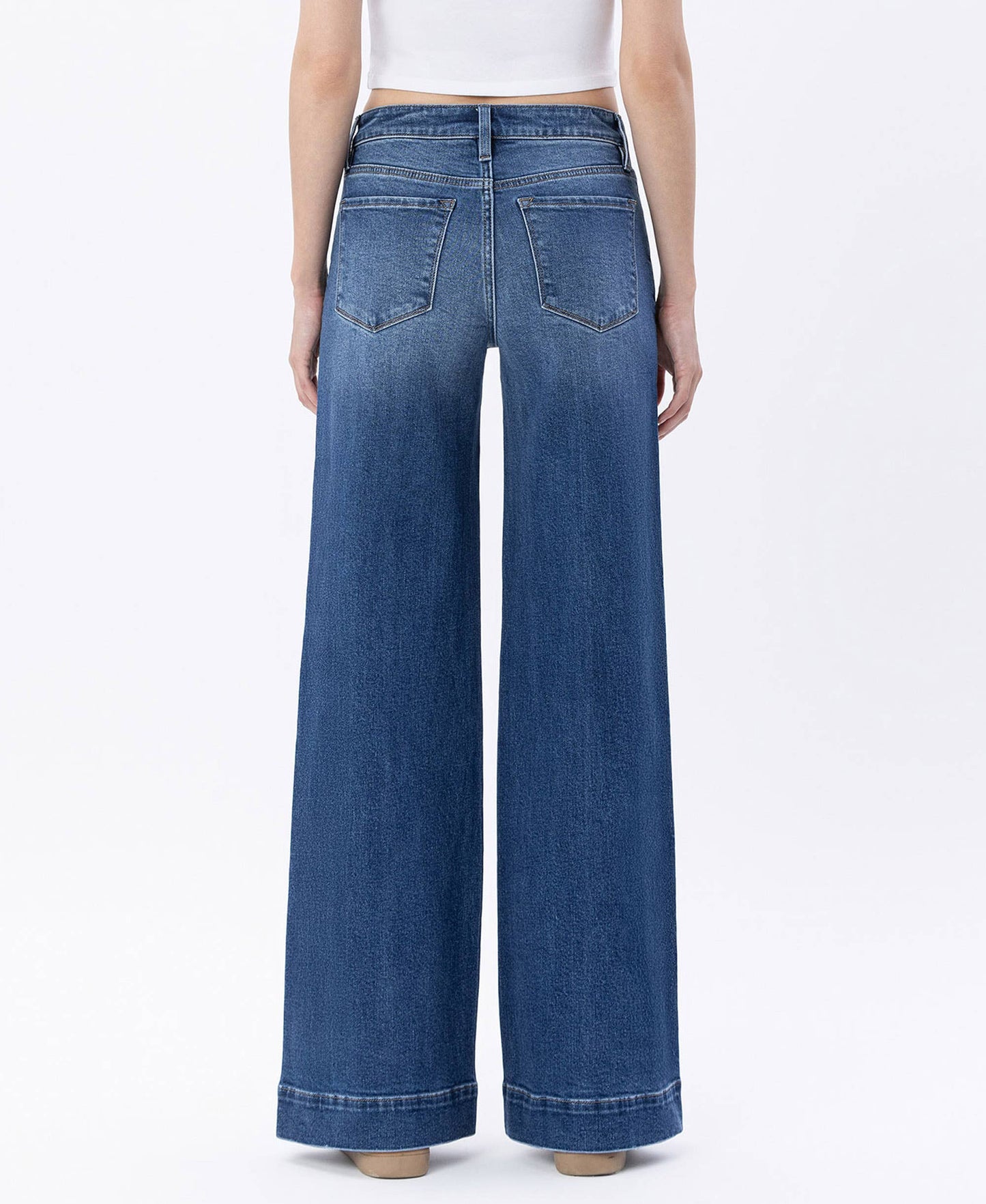 HIGH RISE TROUSER HEM WIDE LEG JEANS