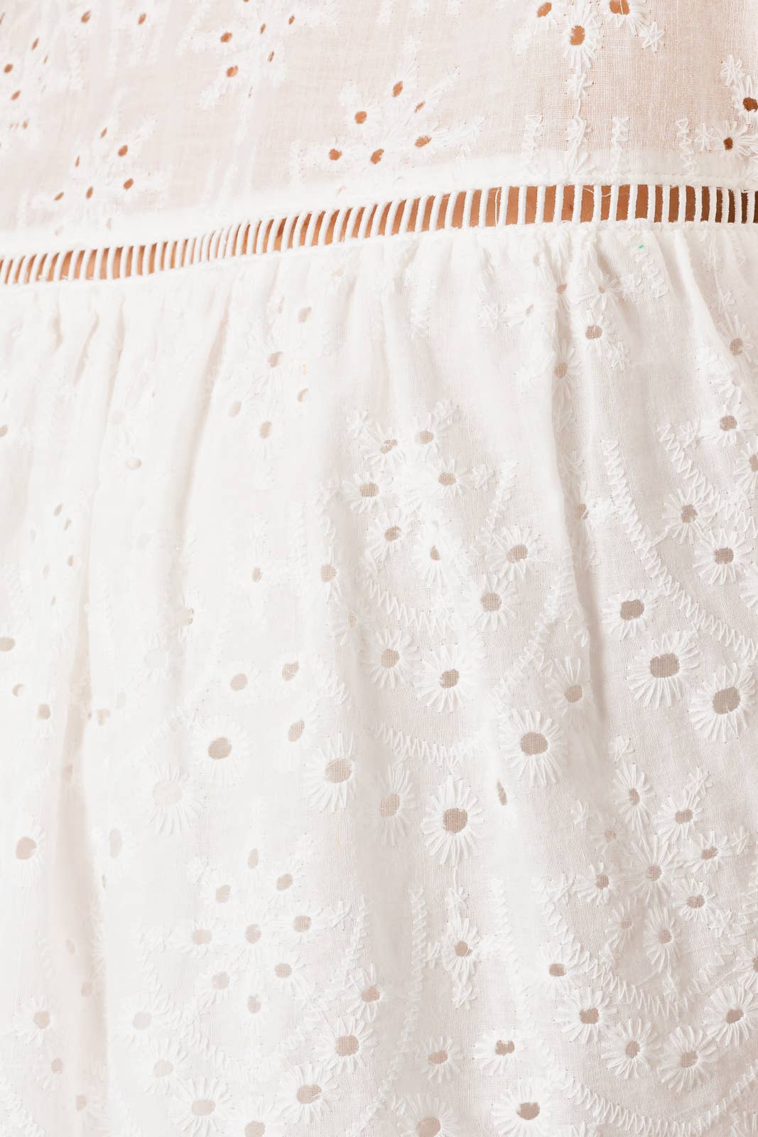 Helen ROUND NECK RUFFLE SLEEVE EYELET TOP - SALE