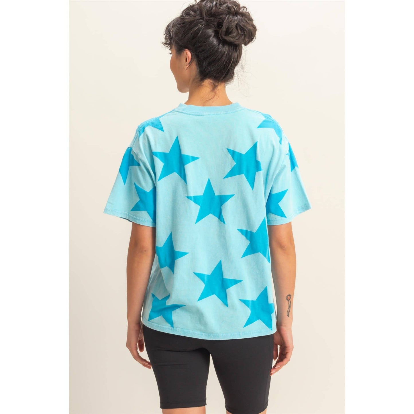 Washed Star Pattern Short Sleeve Tee
