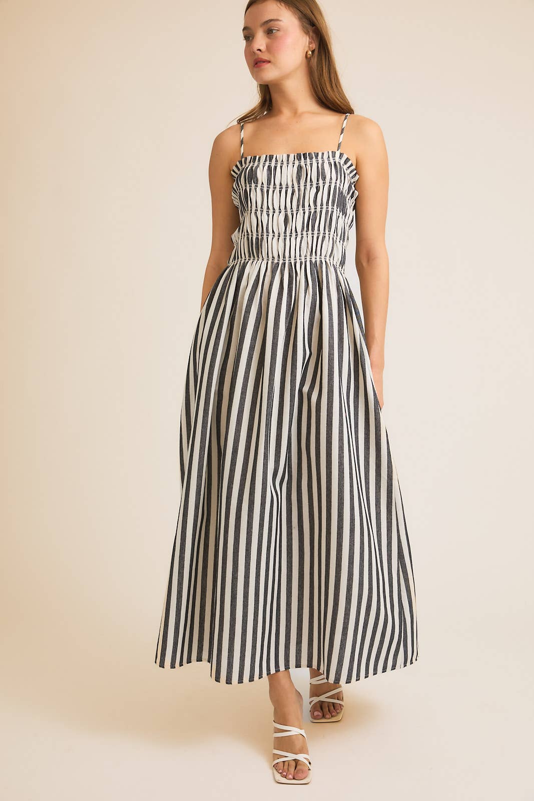SLEEVELESS STRIPE MAXI DRESS