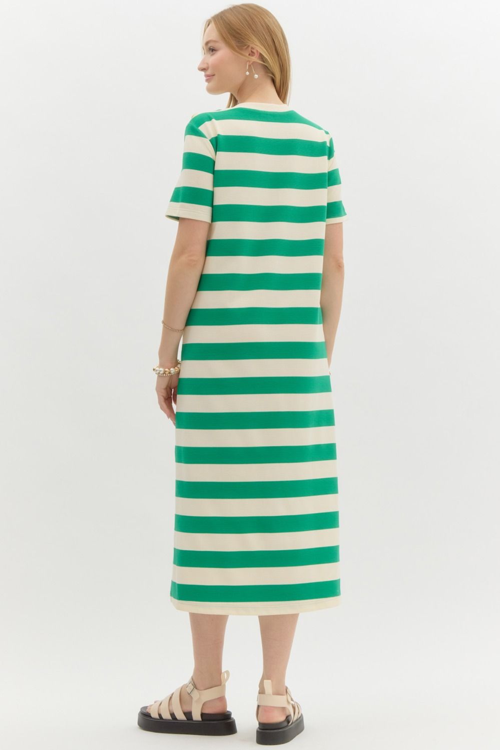 Green Striped Midi Dress