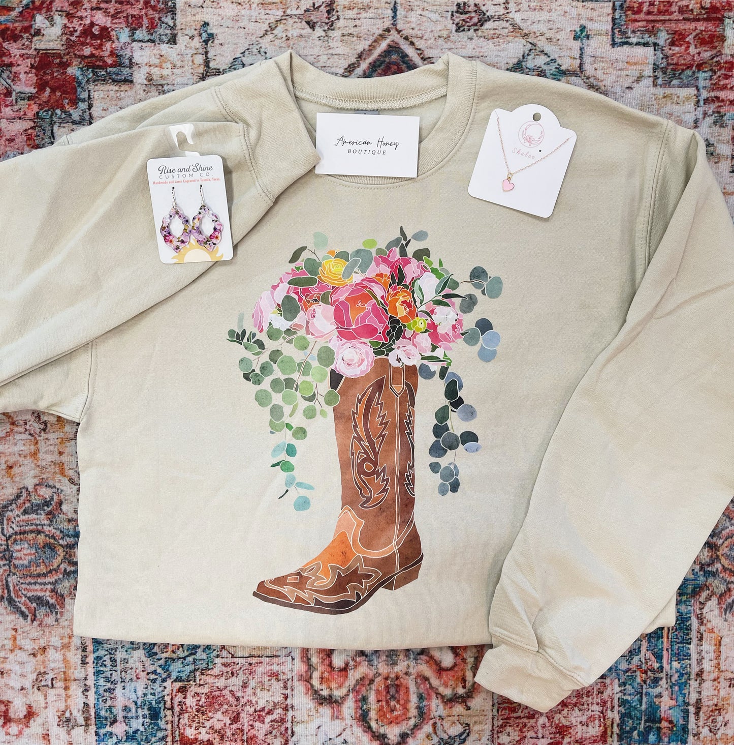Floral Boot Sweatshirt - Sale