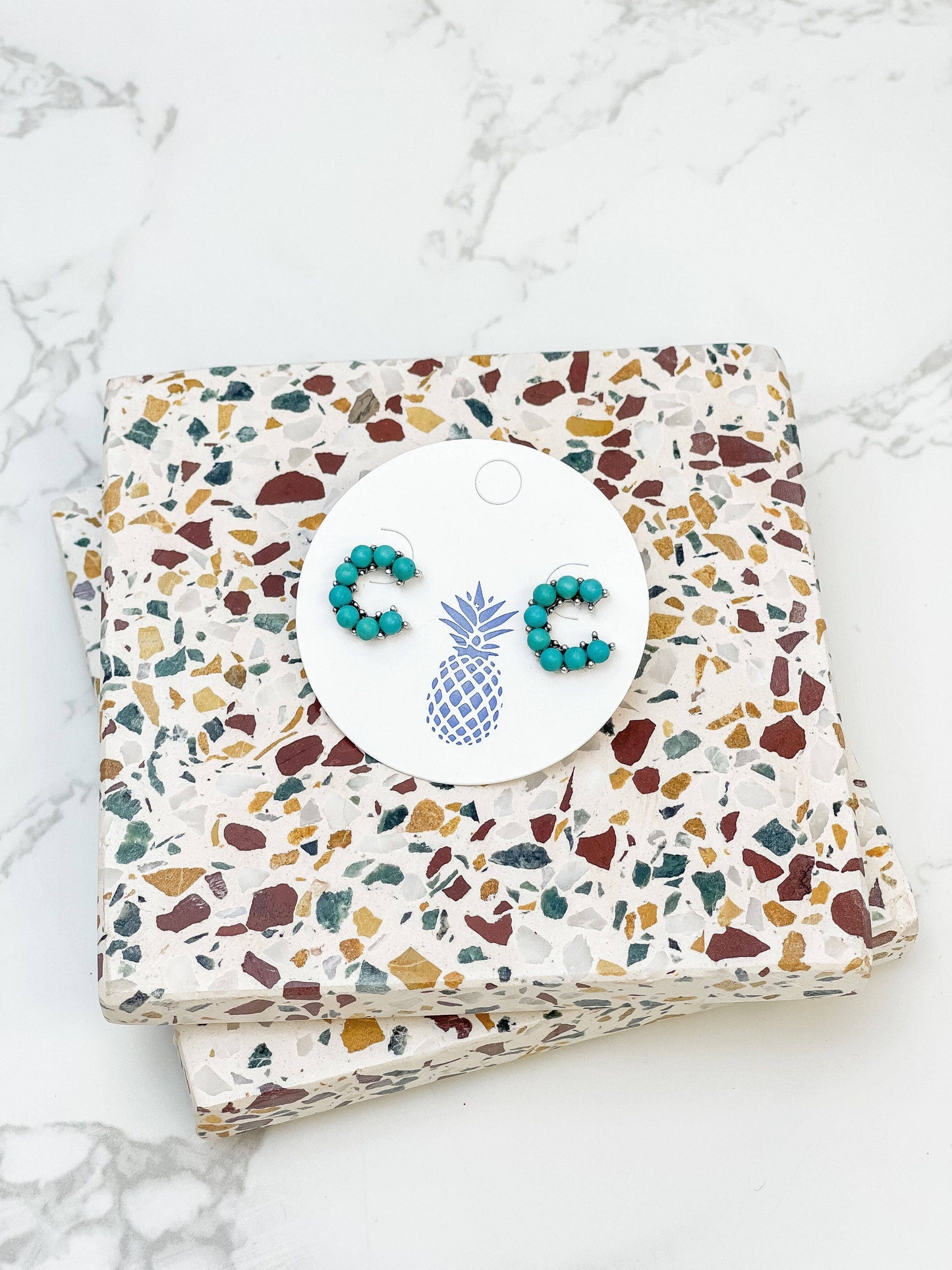 Semi-Precious Turquoise Initial Post Earrings
