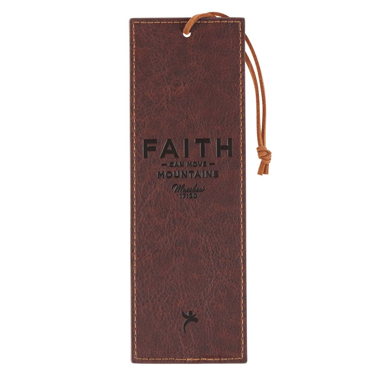 Bookmark Faux Leather Brown Faith Mountains Matt. 17:20