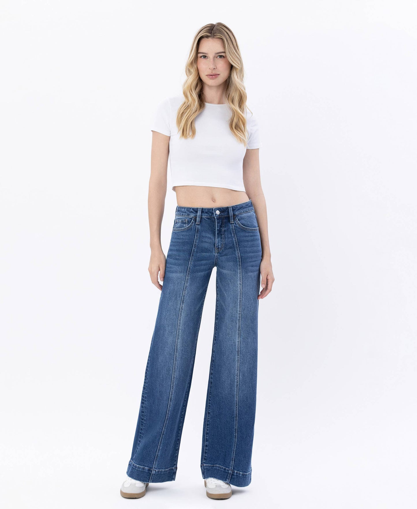 HIGH RISE TROUSER HEM WIDE LEG JEANS