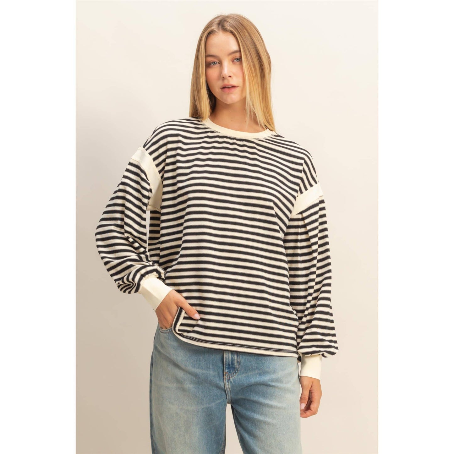 Striped Long Sleeve Casual Top