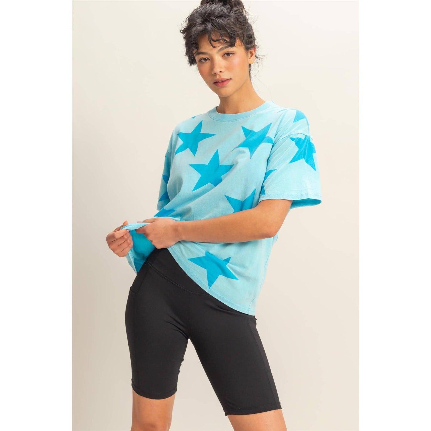 Washed Star Pattern Short Sleeve Tee