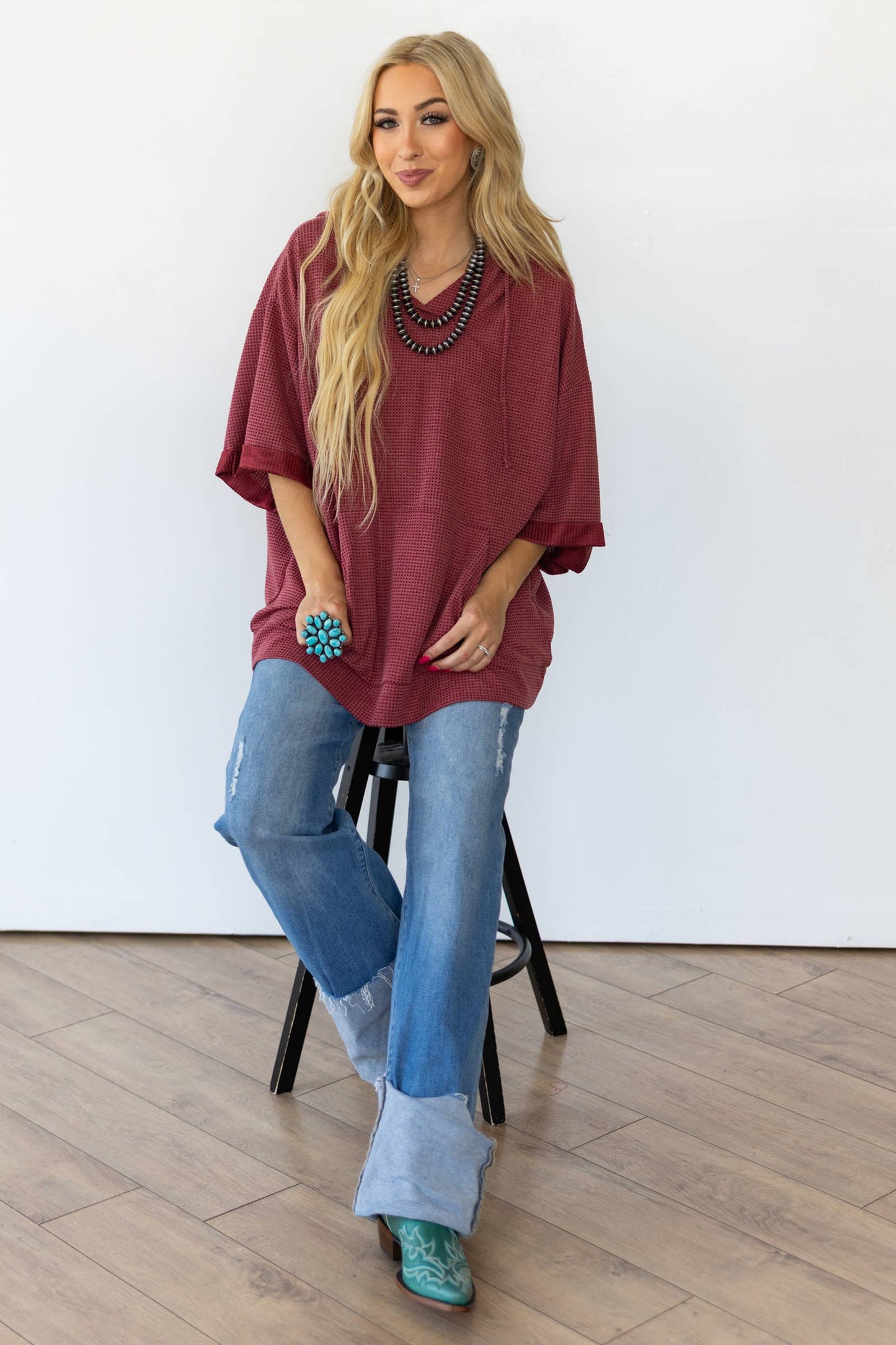 Two Tone Hoodie Top