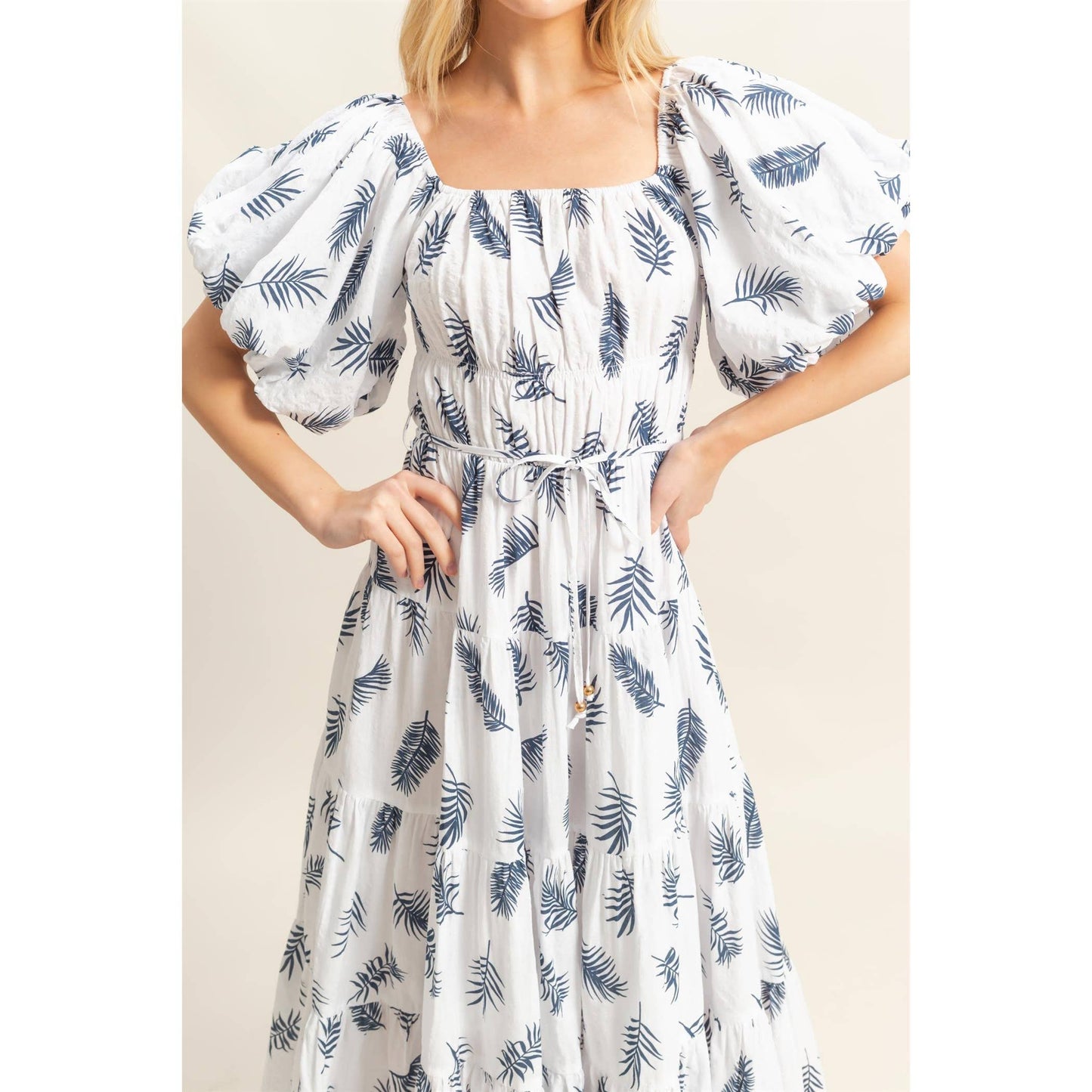 Savannah Puff Sleeve Tiered Midi Dress