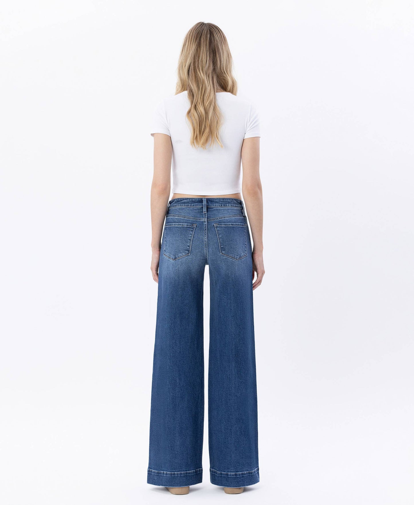 HIGH RISE TROUSER HEM WIDE LEG JEANS