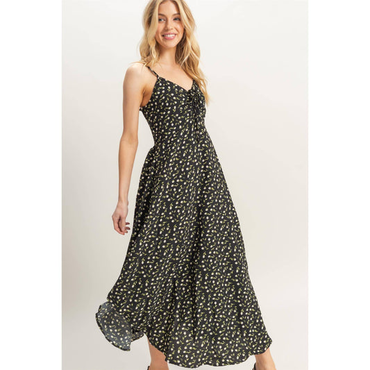 Birdee Floral Print Sleeveless Midi Dress