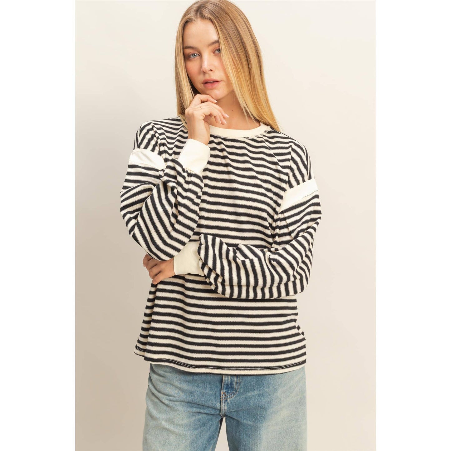 Striped Long Sleeve Casual Top