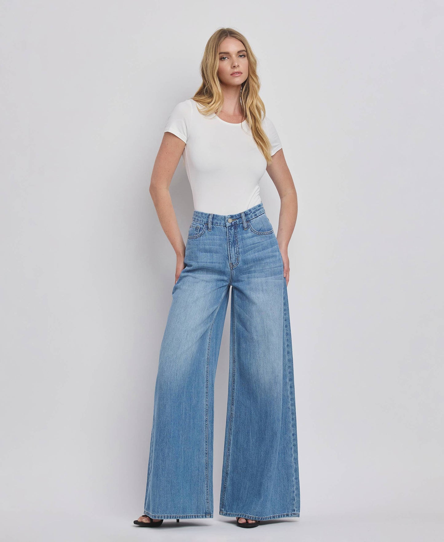 KUDOS SUPER HIGH RISE WIDE LEG JEANS