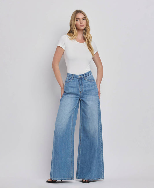 KUDOS SUPER HIGH RISE WIDE LEG JEANS