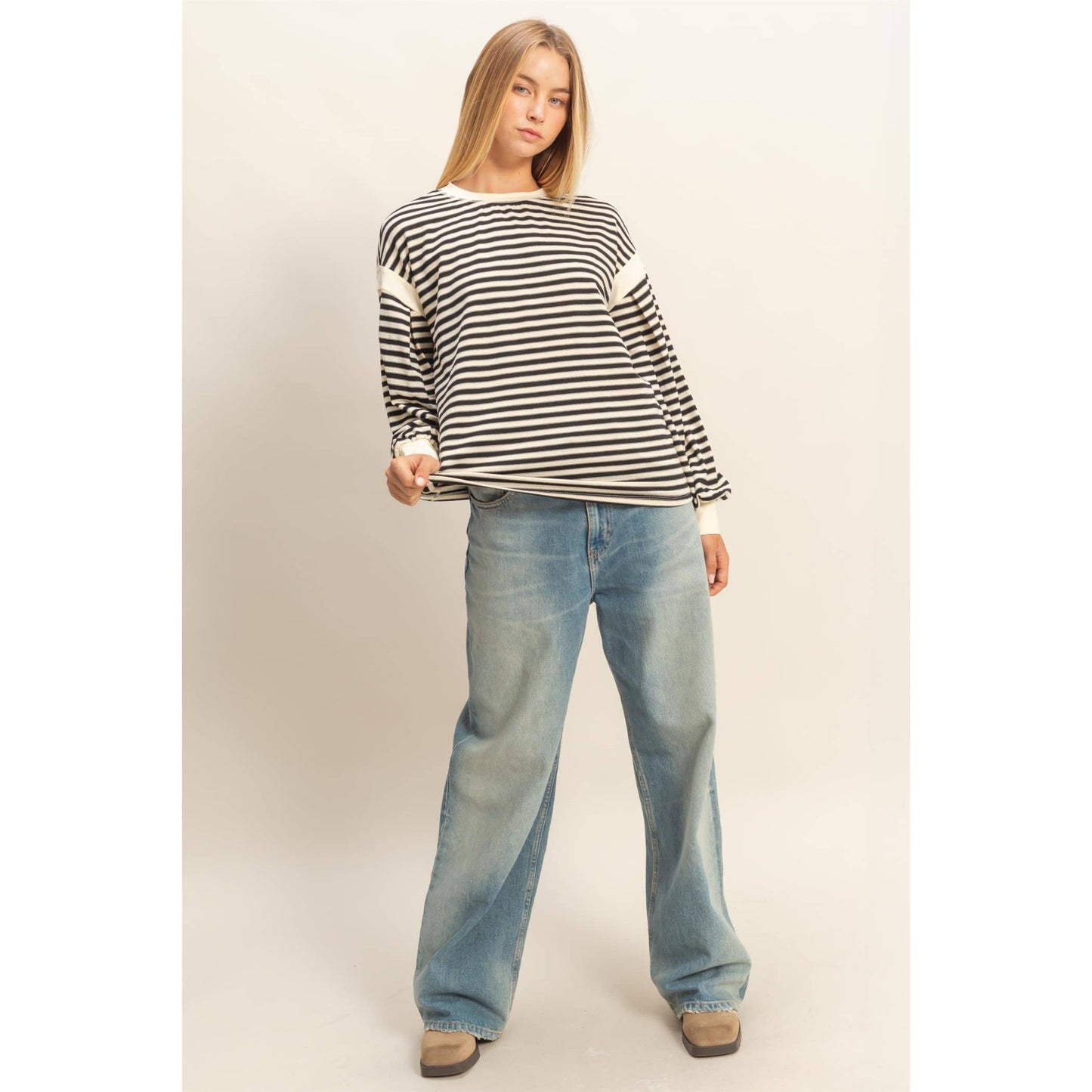 Striped Long Sleeve Casual Top