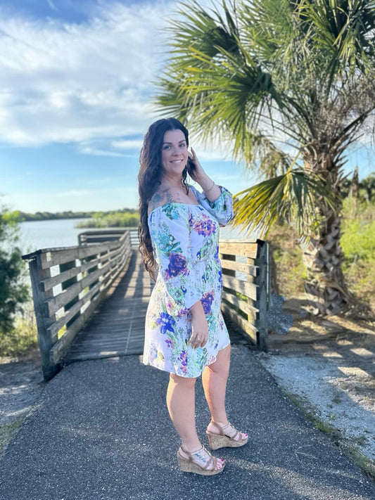 Floral Print Square Neck Dress