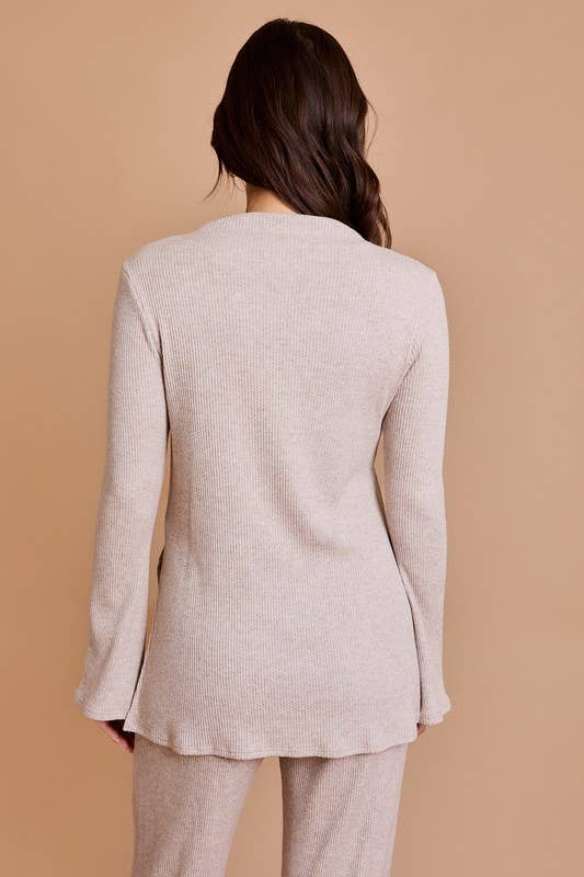 Mock Neck Ribbed Set