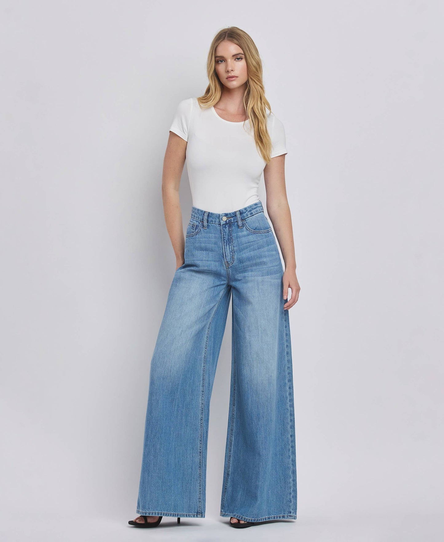 KUDOS SUPER HIGH RISE WIDE LEG JEANS