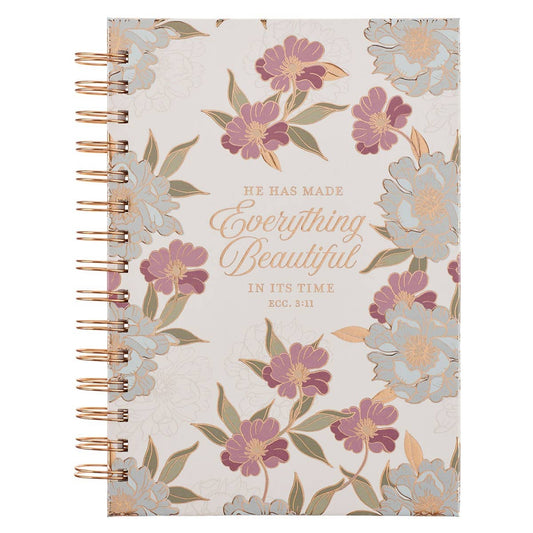 Journal Spiral White Floral Everything Beautiful Ecc 3:11