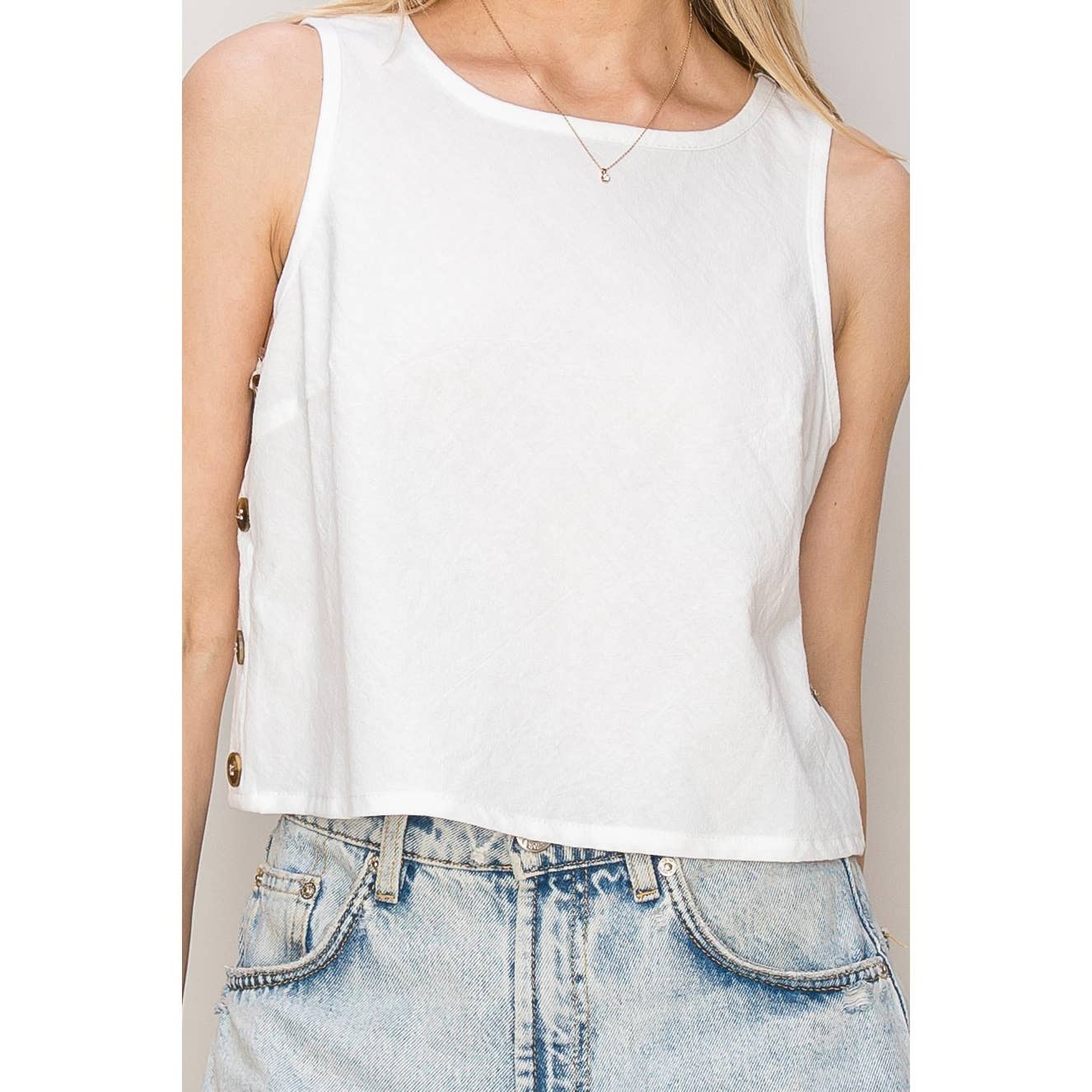 Best Day Ever Side-Button Sleeveless Top
