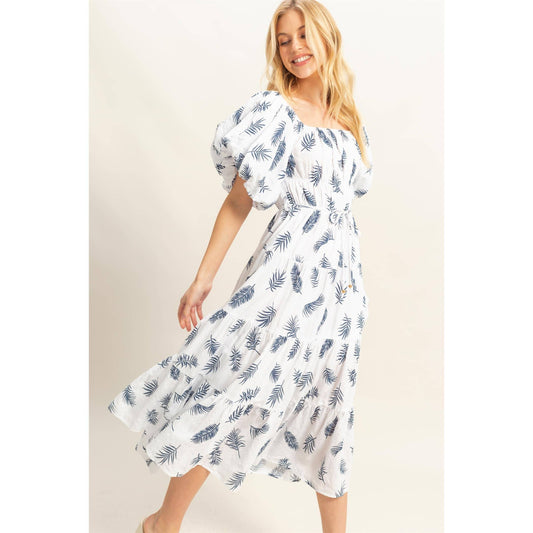 Savannah Puff Sleeve Tiered Midi Dress