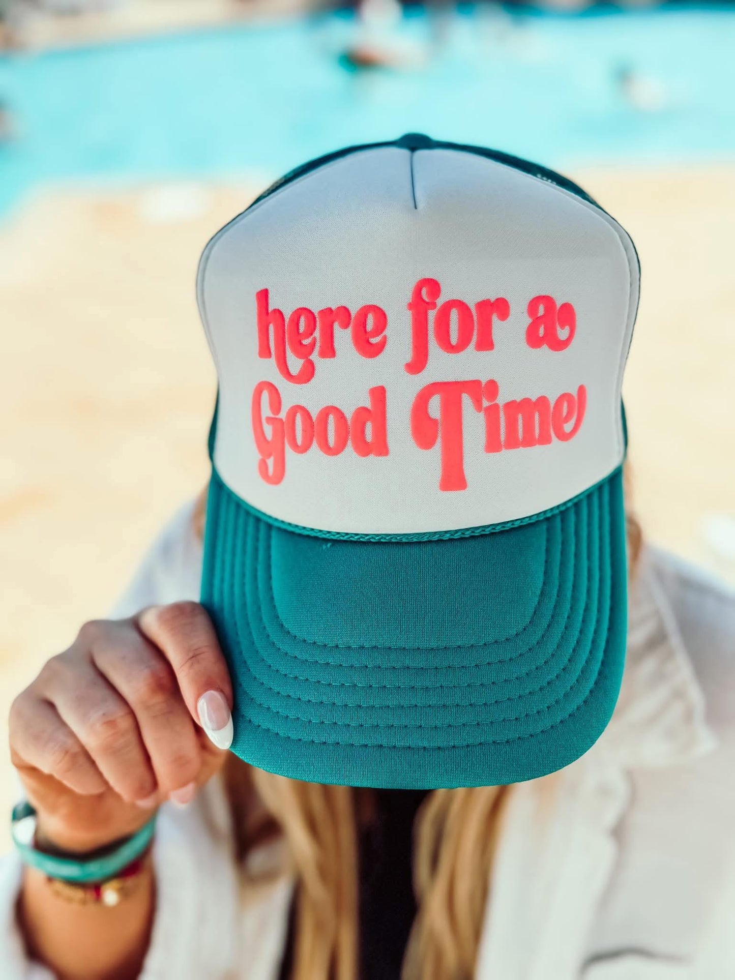 🩵 Here for a Good Time Trucker Hat 🩵