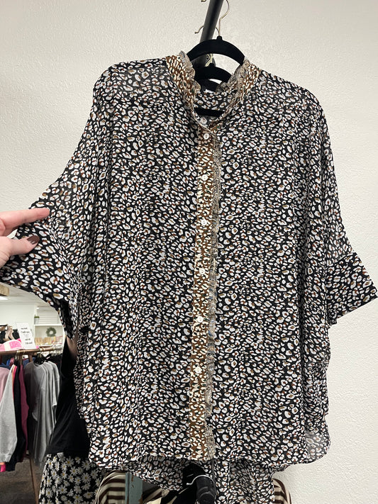 Leopard button down
