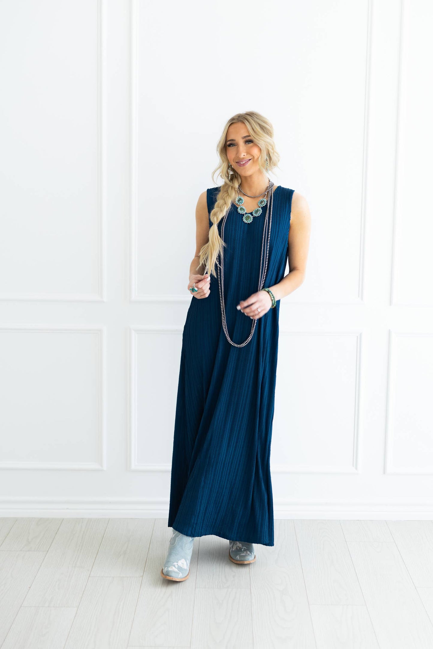 Truvy Textured Pleated Maxi Dress