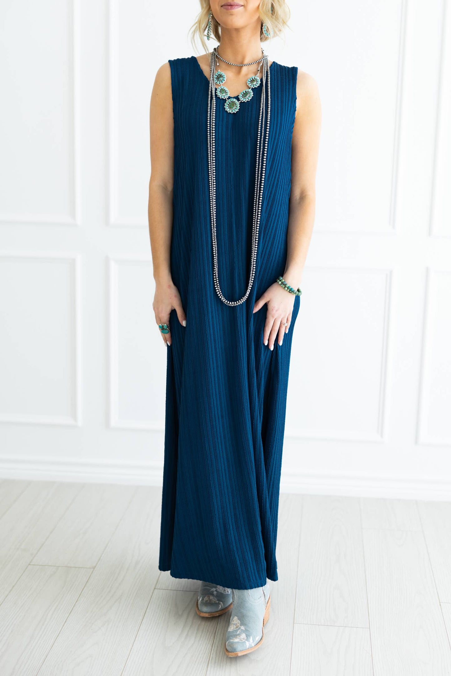 Truvy Textured Pleated Maxi Dress