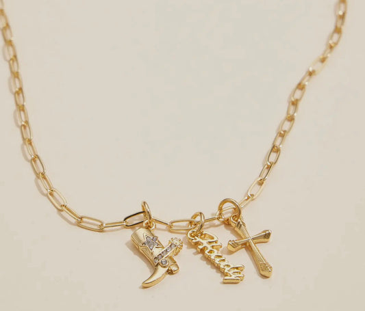 Gold Dipped 18K Western Charm Necklace