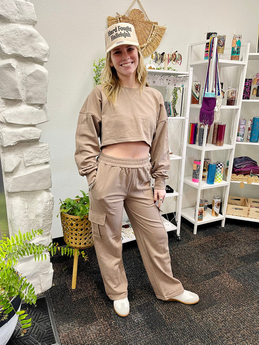 French Terry Crop Sweater (top only) Active Collection