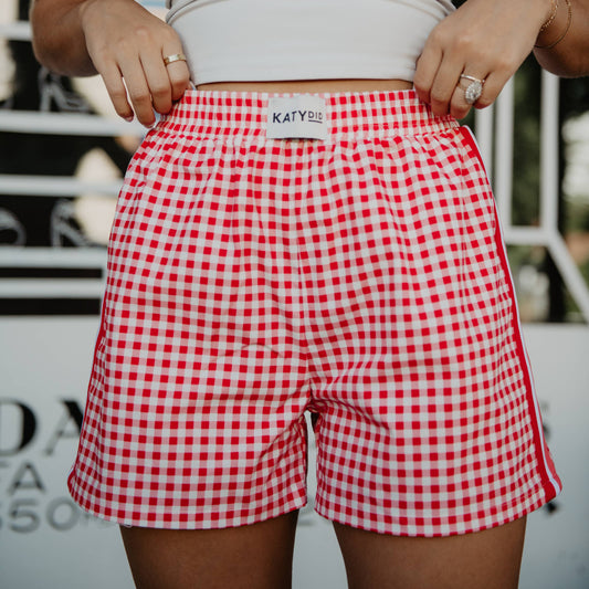 Red Plaid Cute Women's Boxer Shorts