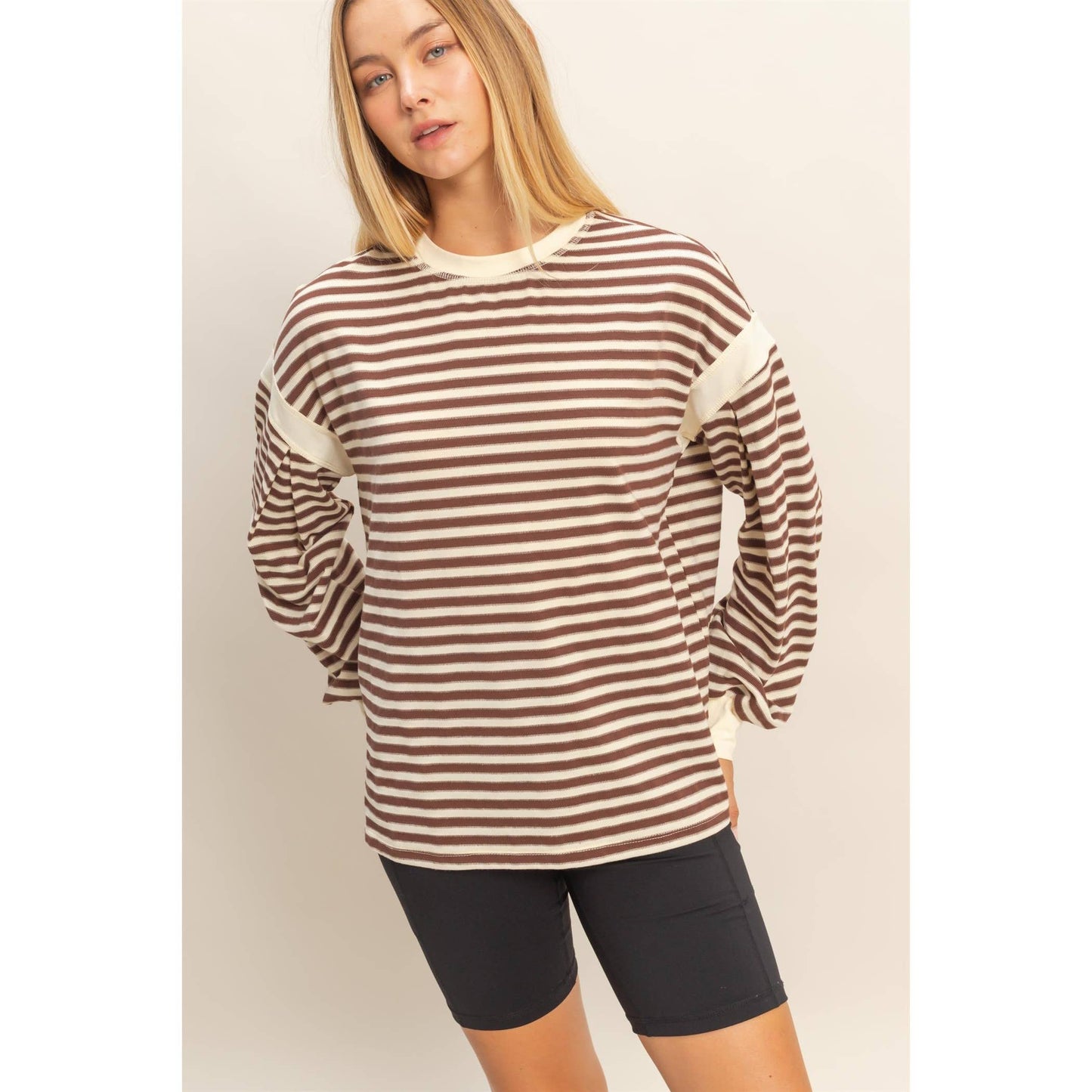 Striped Long Sleeve Casual Top