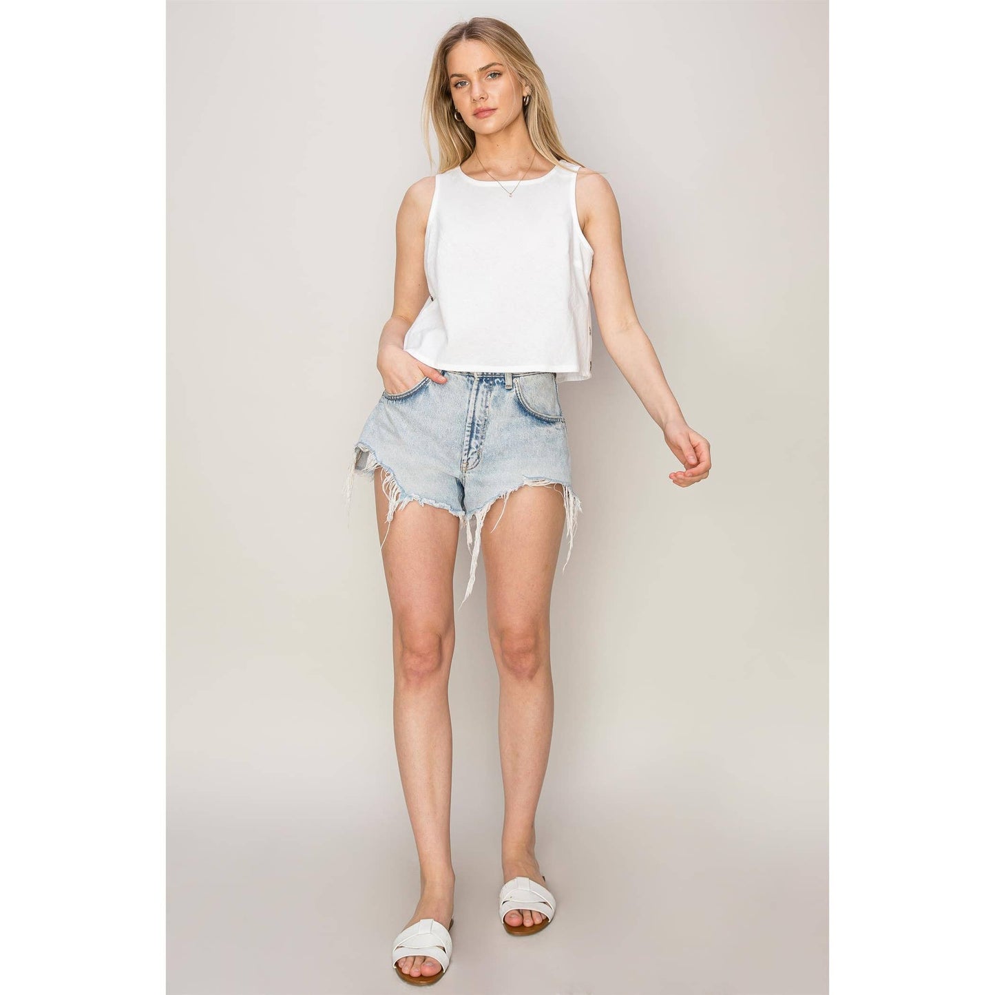 Best Day Ever Side-Button Sleeveless Top