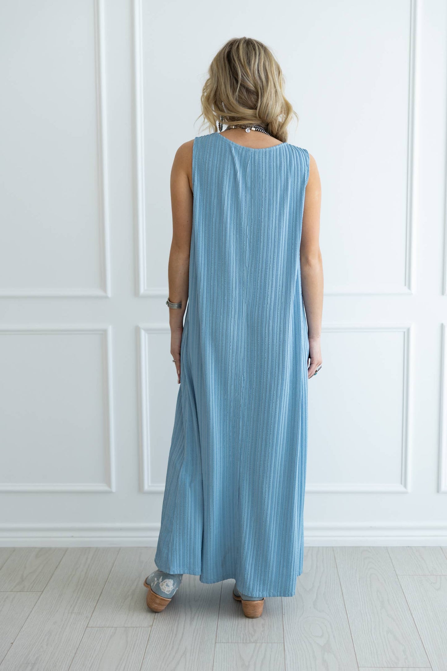 Truvy Textured Pleated Maxi Dress