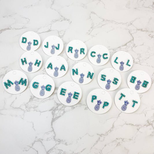 Semi-Precious Turquoise Initial Post Earrings