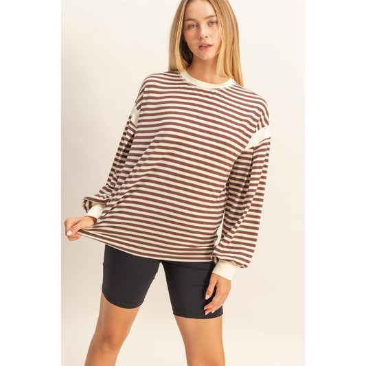 Striped Long Sleeve Casual Top