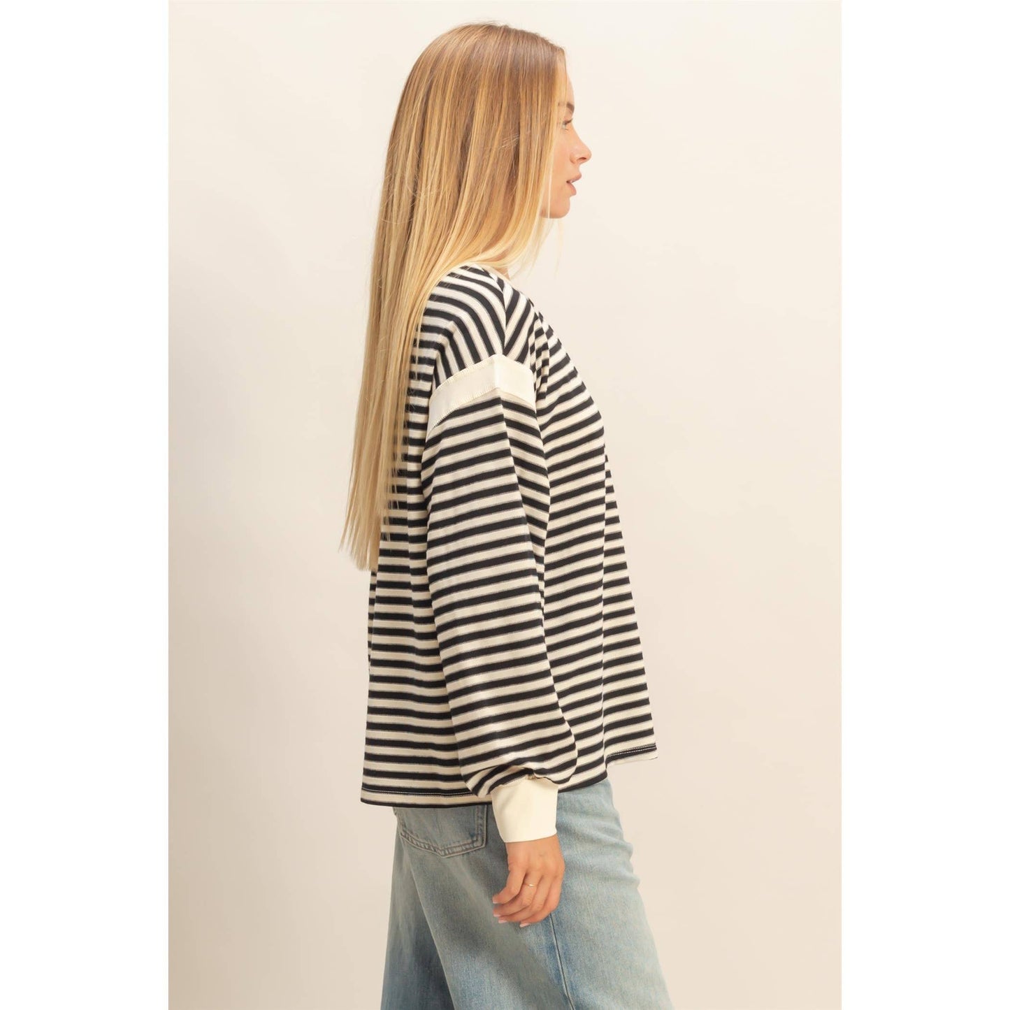 Striped Long Sleeve Casual Top
